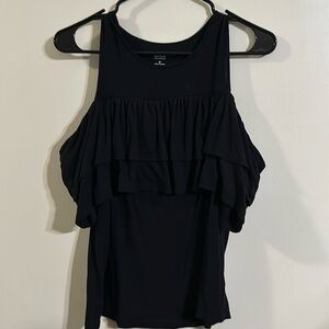 Ruffle top with cold shoulder